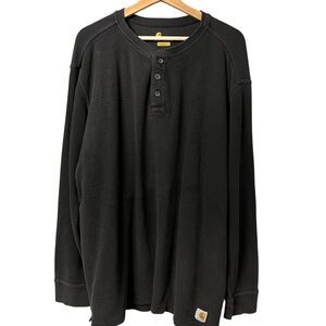 Vintage Carhartt Mens Thermal Waffle Knit Henley Shirt Size XL Utility Workwear